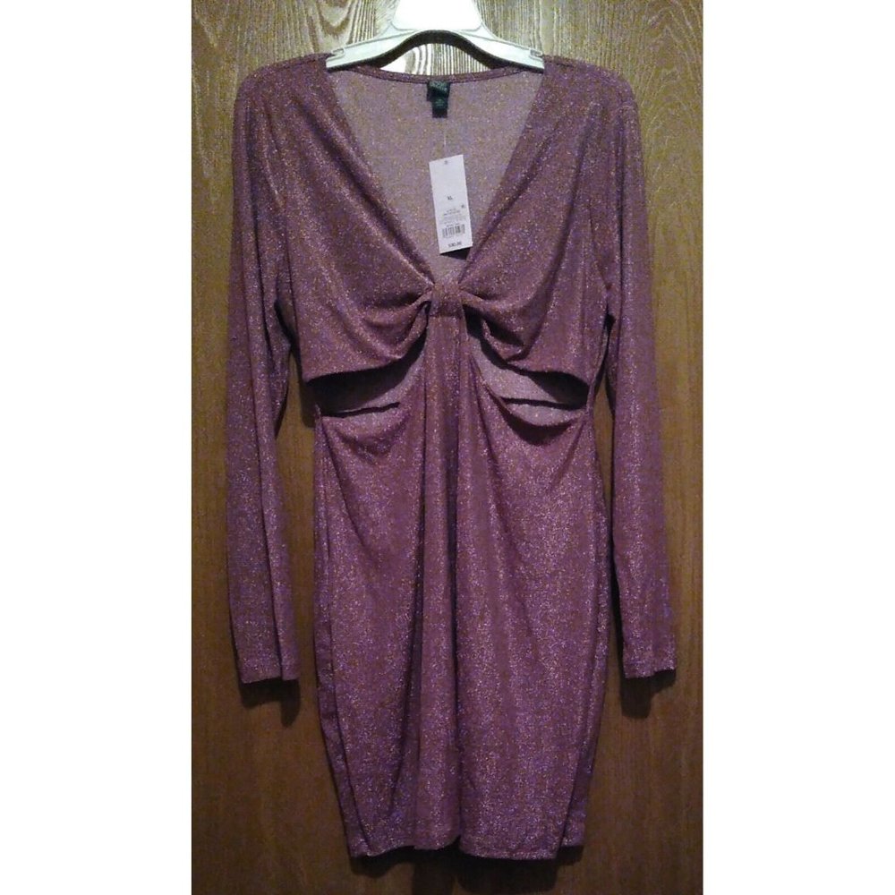Wild Fable Sz XL Cutout Metallic Purple  Bodycon Sheath Dress Sweetheart Neck